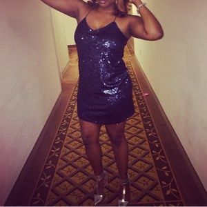 Navy blue Express Sequined dress